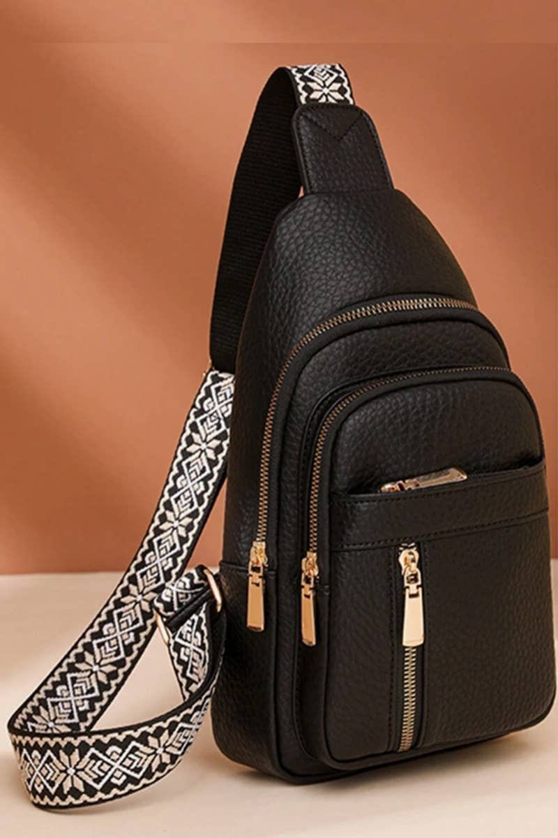 Vegan Leather Crossbody Sling Chest Pack Bag