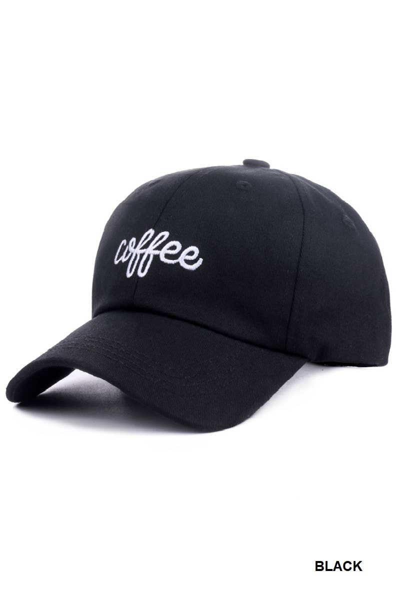 "Coffee” Embroidered Cotton Cap