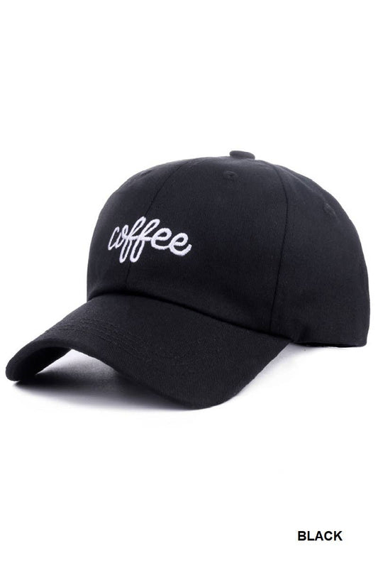 "Coffee” Embroidered Cotton Cap