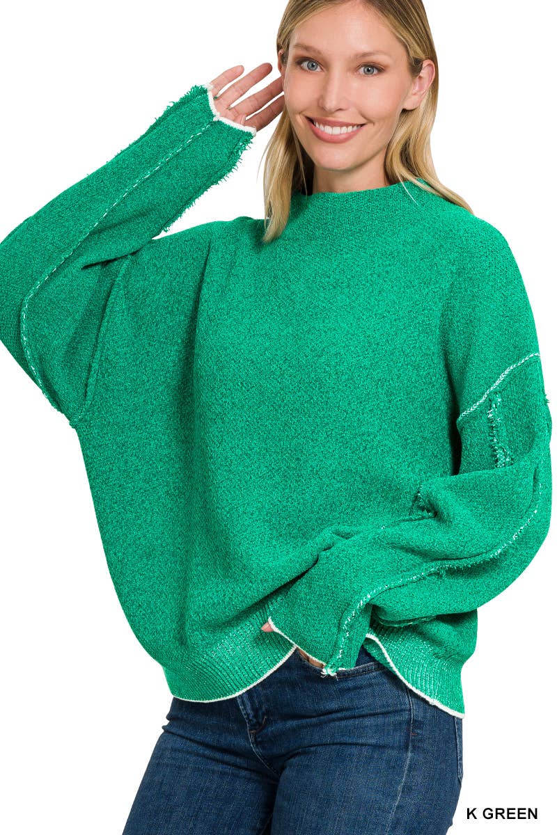 Oversized mock neck premium chenille sweater