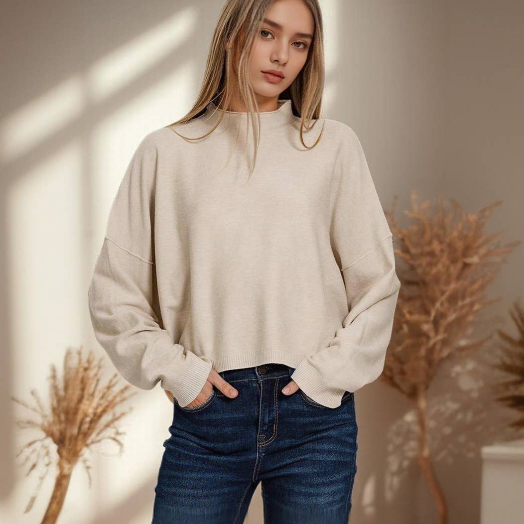Mock Neck Soft Fall Sweater