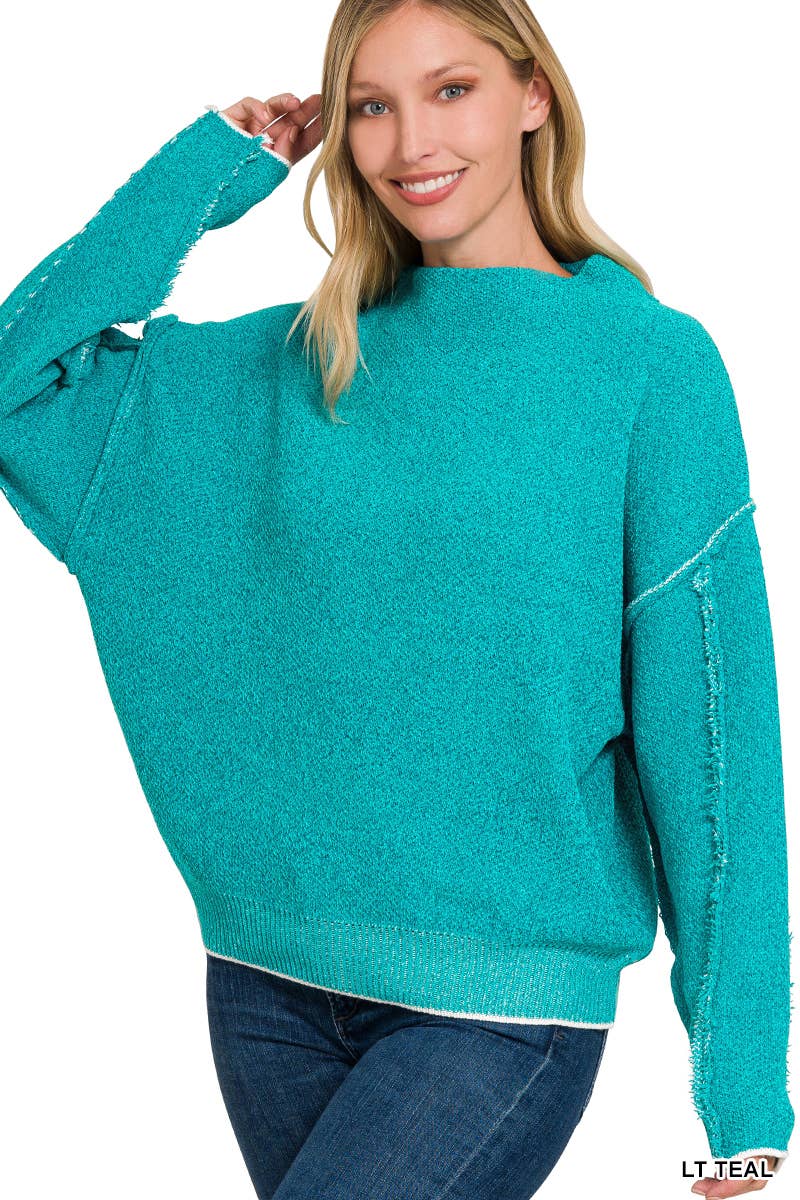 Oversized mock neck premium chenille sweater