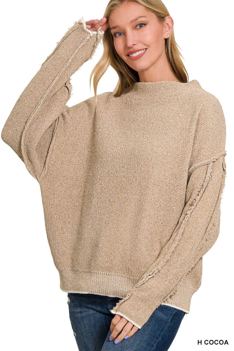 Oversized mock neck premium chenille sweater