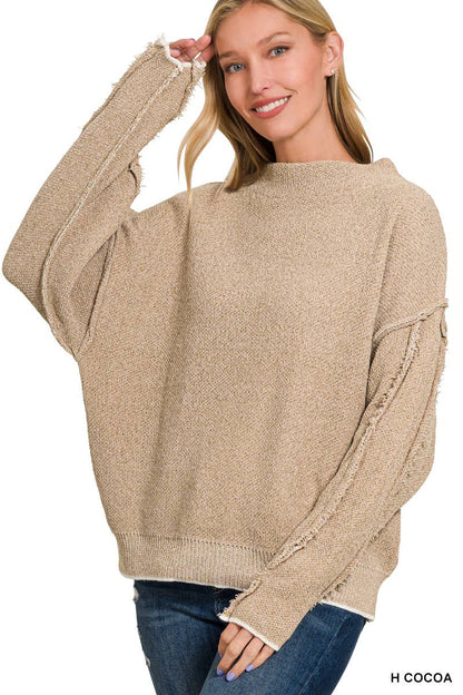 Oversized mock neck premium chenille sweater