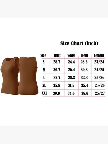 Round Neck Sleeveless Ribbed Shirt Slim Fit Top