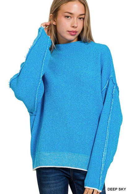 Oversized mock neck premium chenille sweater