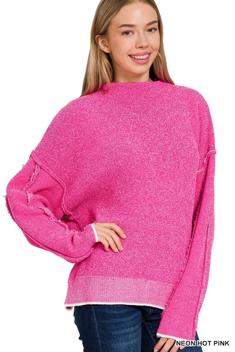 Oversized mock neck premium chenille sweater