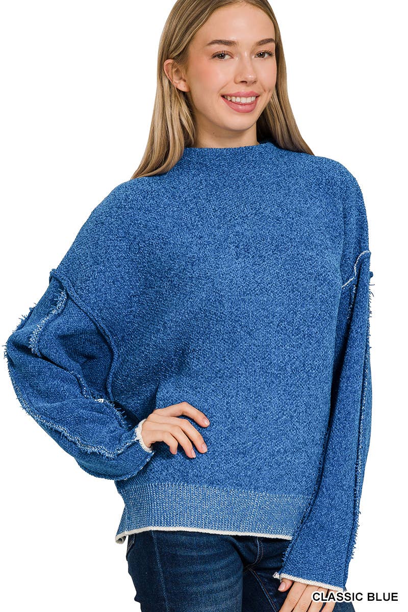 Oversized mock neck premium chenille sweater