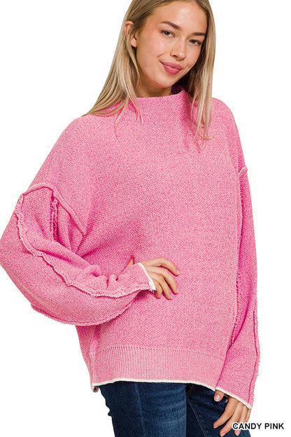 Oversized mock neck premium chenille sweater