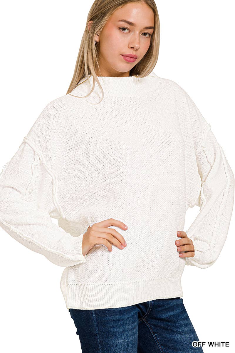 Oversized mock neck premium chenille sweater
