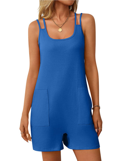 Solid color Sleeveless Jumpsuit