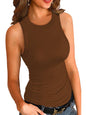 Round Neck Sleeveless Ribbed Shirt Slim Fit Top