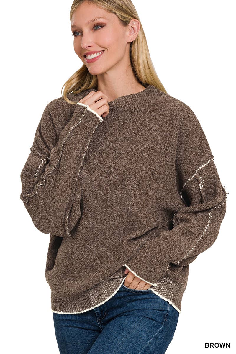 Oversized mock neck premium chenille sweater