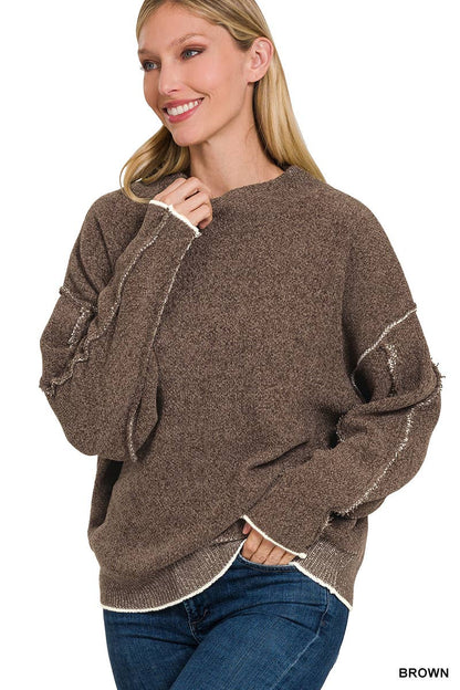 Oversized mock neck premium chenille sweater