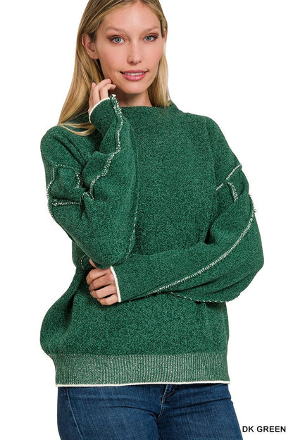 Oversized mock neck premium chenille sweater