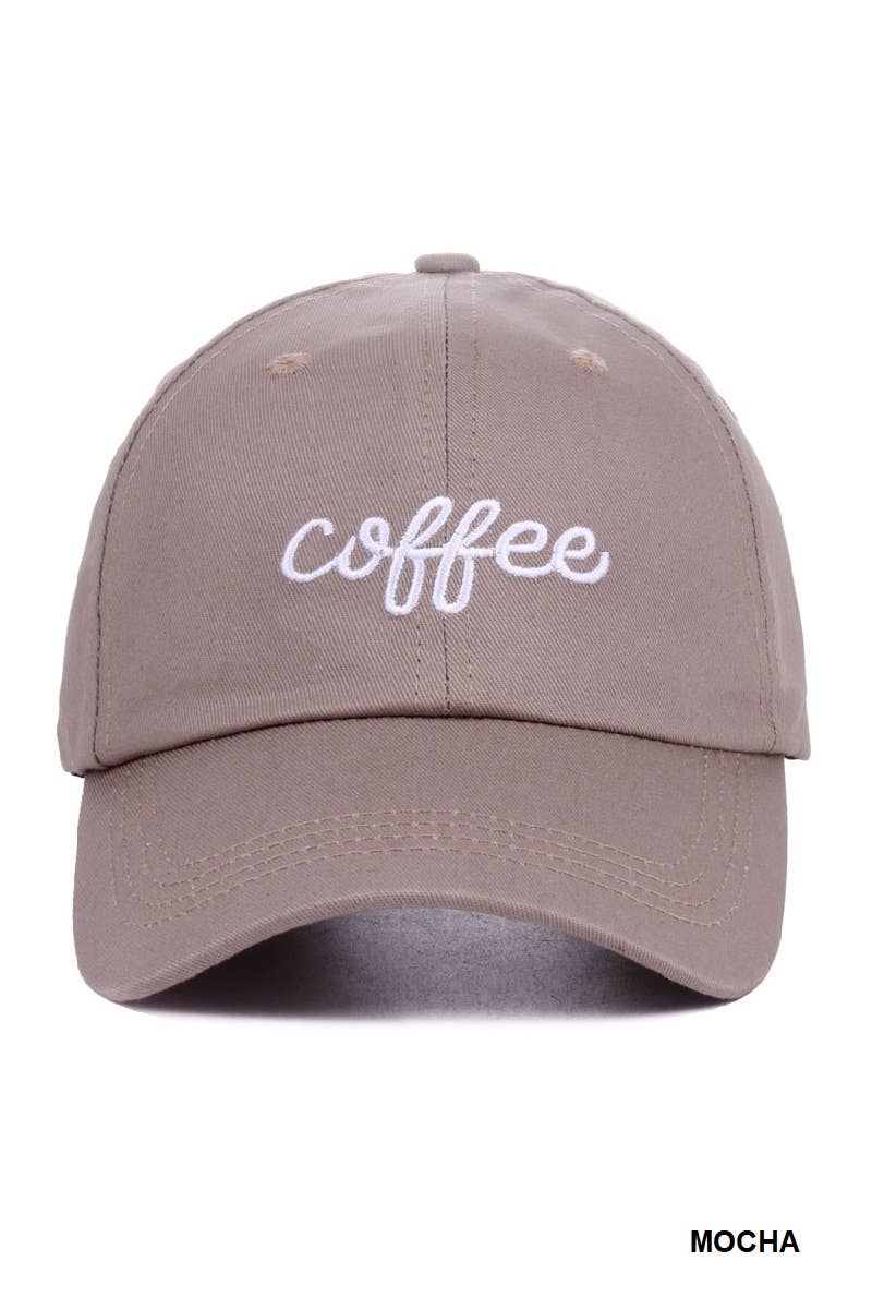 "Coffee” Embroidered Cotton Cap