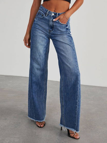 High Waisted Slim Fit Wide Leg Pants