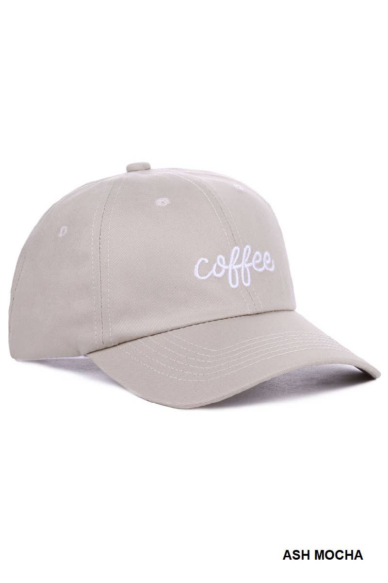 "Coffee” Embroidered Cotton Cap