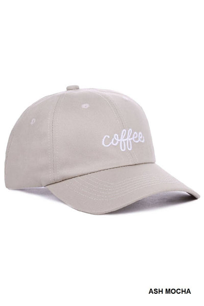 "Coffee” Embroidered Cotton Cap