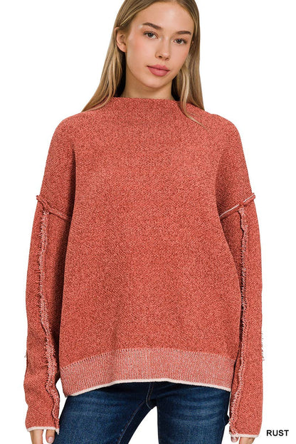 Oversized mock neck premium chenille sweater