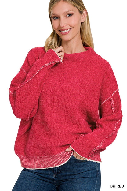 Oversized mock neck premium chenille sweater