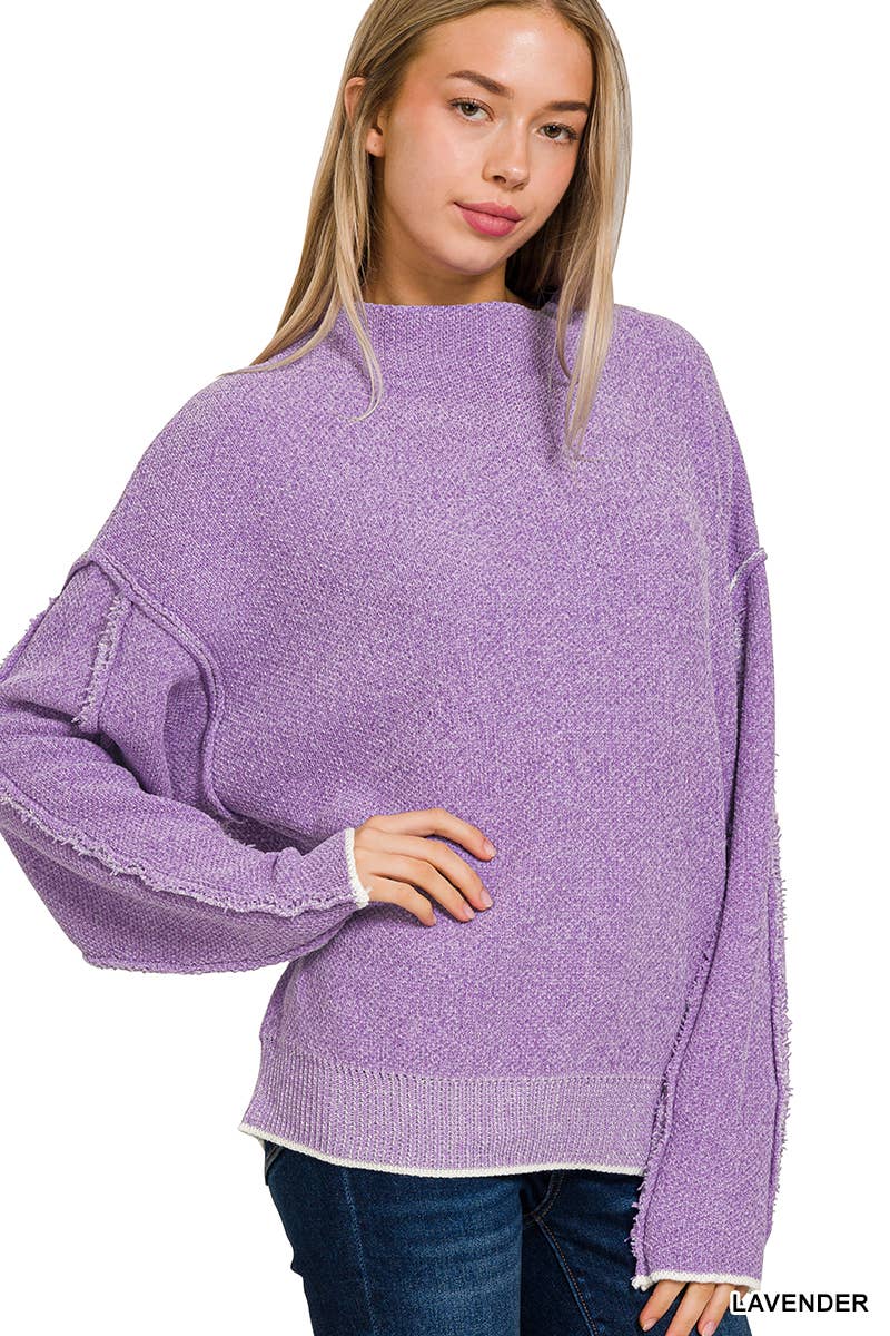 Oversized mock neck premium chenille sweater